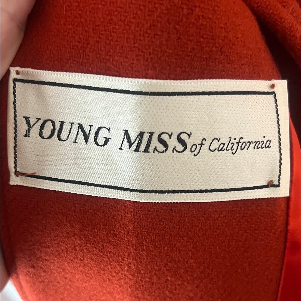Vintage 70s Young Miss Rust Orange Brick Red Wool Trench Coat with Belt Small - Picture 2 of 9